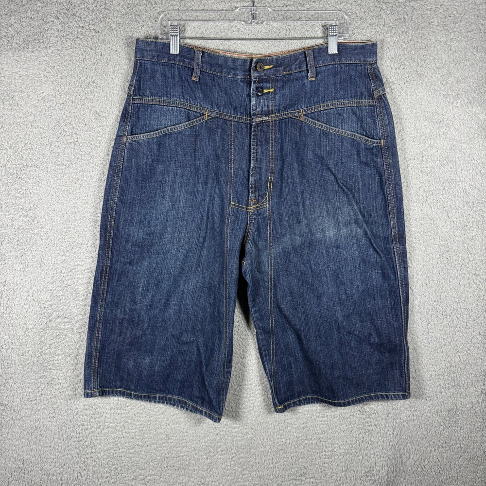 Marithe Francois Girbaud Mens Baggy Denim Shorts Blue Size 36 Vintage Streetwear